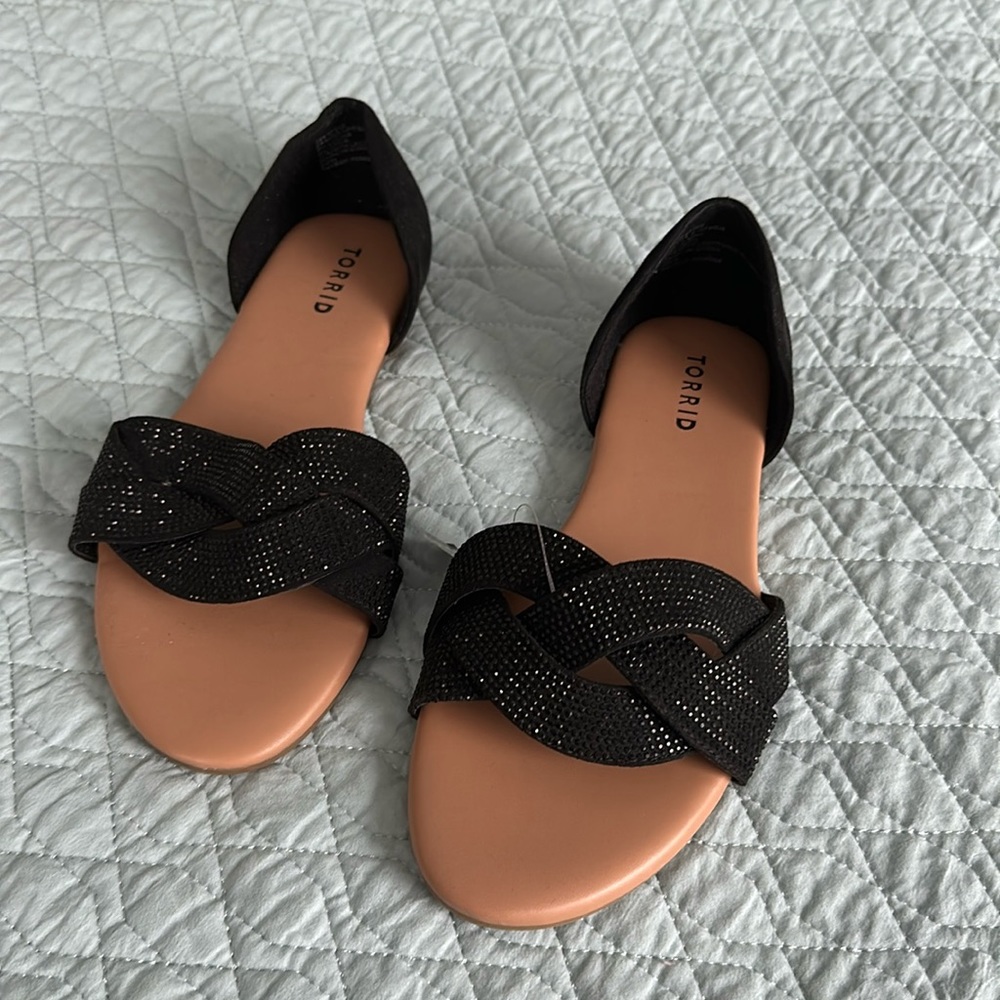Black jeweled flat sandals from torrid